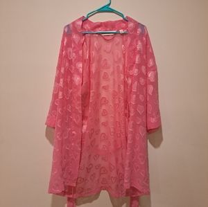 Victoria's Secret Sheer Pink Hearts Robe